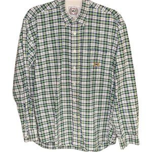 Cinch Men Multicolored Plaid Long Sleeve Western Button Down Green 100% Cotton